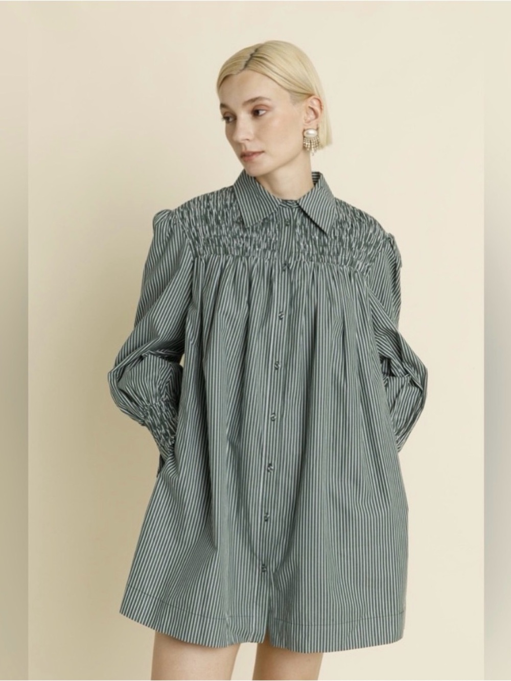 AUREUM Cotton Smocked Mini Dress